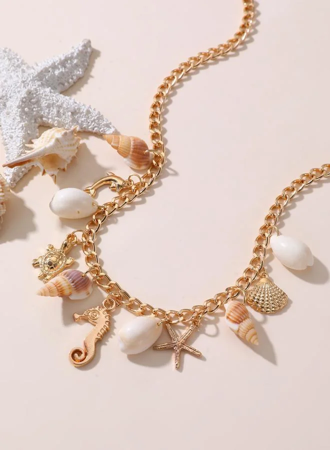 Take Two  Gold Charm Necklace with Seashell Pendants for Women | Best Price UAE